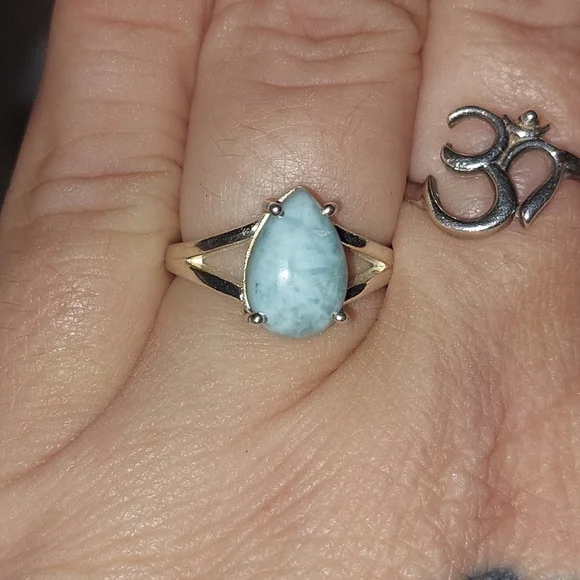 Solid Sterling Larimar Dainty Ring Size 6.25 - Picture 2 of 4
